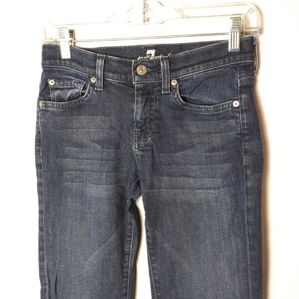 7 For All Mankind Dojo Flare Jeans Womens Size 24 Blue Denim Low Rise Seven - Picture 3 of 8
